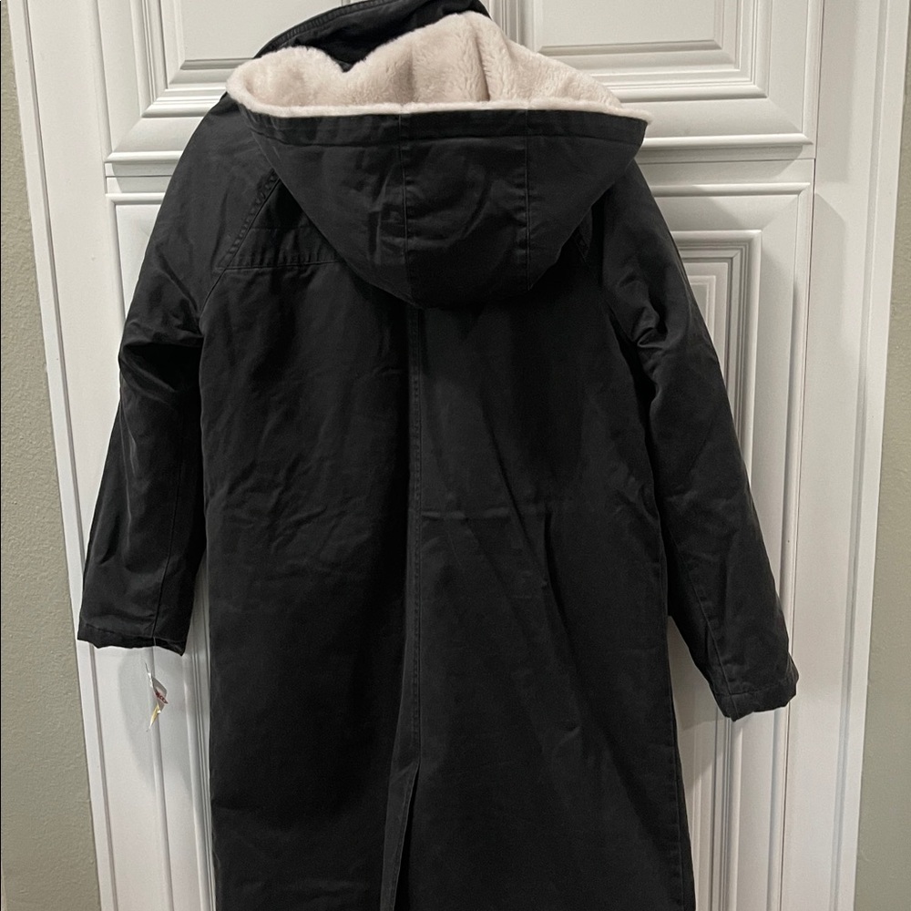 NWT HUNTER long winter hooded coat Ellie Waxed Like Padded Parka Black M - Picture 10 of 17